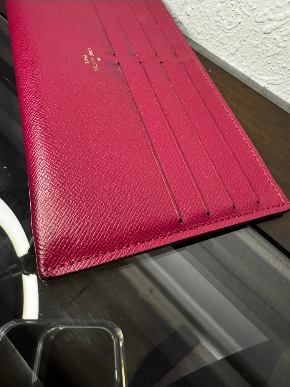 Louis Vuitton Fuchsia Leather Card Holder Wallet